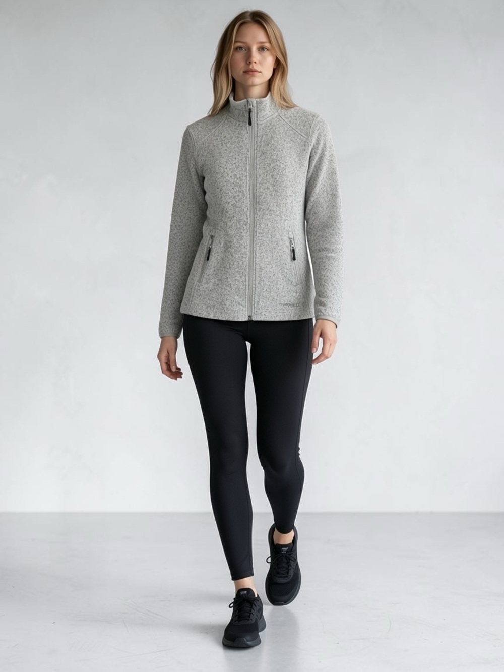Sunice Stormpack Women’s Full-Zip Heathered Gray Fleece Sweater Jacket Small